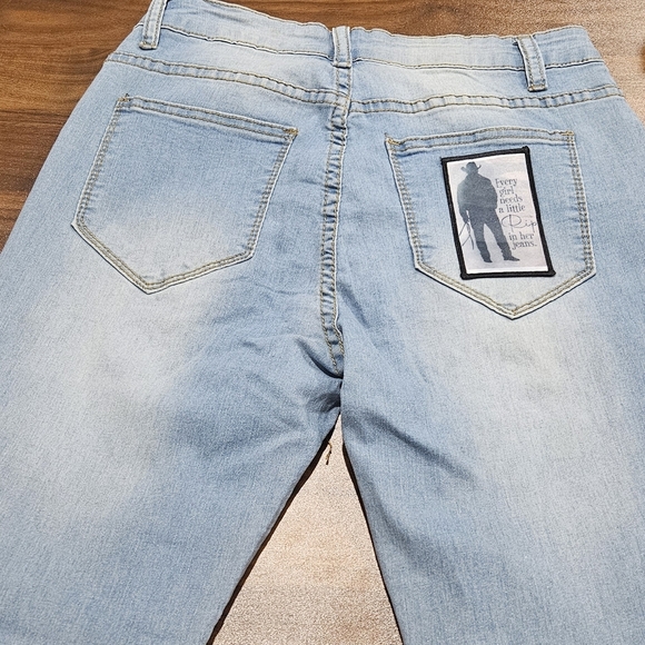 Light Blue Denim Jeans with Graphic Patch - Picture 5 of 6